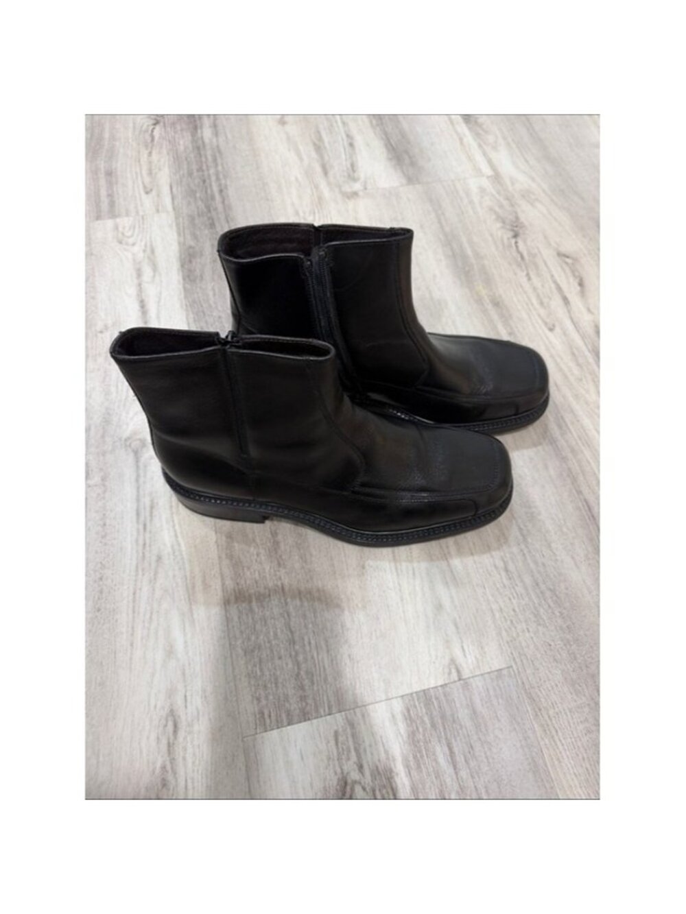 Bass Men's Black Leather Side-Zip Ankle Boots 11 m